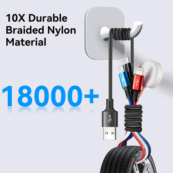 Travel 4 in 1 Multi Charging Cable for Apple Watch, Magnetic Wireless Charger, Braided USB C/Lightning/Micro Port for Iwatch Series