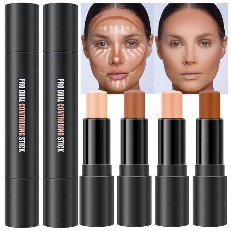 Evpct 4 Colors Contour Stick Makeup Set Concealer Stick Cream Contouring Contour Palette Makeup Kit for Beginners Nose Bronzer Stick Liquid
