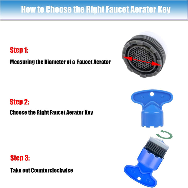 5 Pcs Cache Faucet Key Removal Wrench Tool with 5 Sizes M16.5, M18.5, M21.5, M22.5, M24 Recessed Aerator Key Sink Faucet Removal Tool
