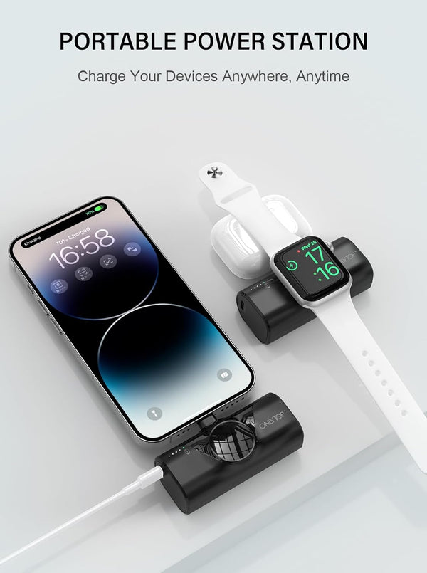 Travel Essentials 2PACK Portable Charger for Iphone 14 Charging Battery 4500Mah Mini Power Bank Compatible with Apple Watch