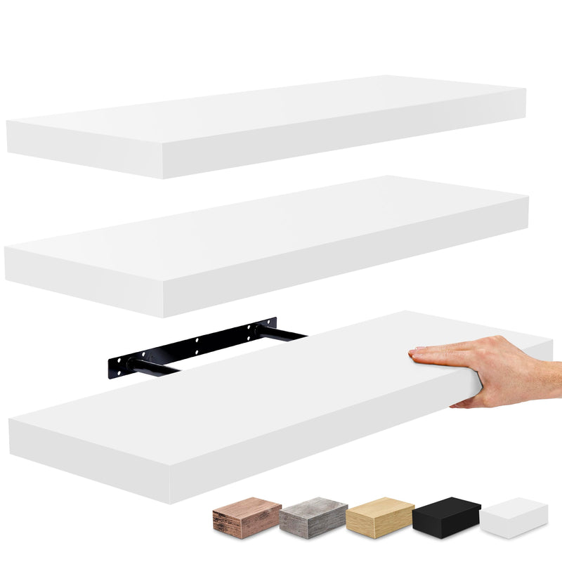 Sorbus Floating Shelves - 24 Inch Wall Shelves for Bedroom, Kitchen, Bathroom - 3 Black Floating Shelves for Wall Decor, Books, Storage - Wall