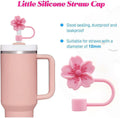 3Pcs Cherry Blossom Silicone Straw Cover Cap for Stanley Cup,Straw Topper 10 Mm 0.4 in Reusable Straw Tips Lids,Flower Straw Tip Covers Gift for
