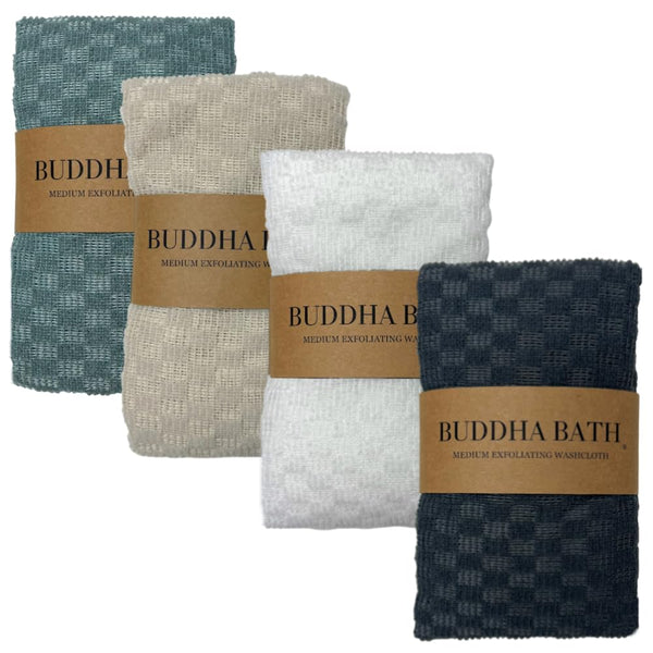 Extra Long Exfoliating Shower Towel Washcloth (Medium Exfoliate) - Dark Gray & Bone - (2 Pack)