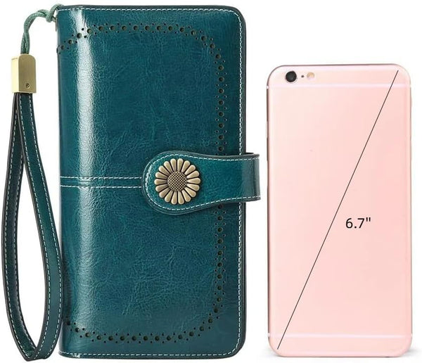 SENDEFN Wallets for Women Leather Credit Card Holder with RFID Blocking Large Capacity Wristlet