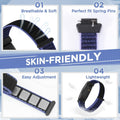 Nylon Bands Compatible with Fitbit Inspire 3/2/Hr/Ace 3/2, Breathable Sport Replacement Straps, Soft Adjustable Solo Loop, New Midnight Blue+Pink