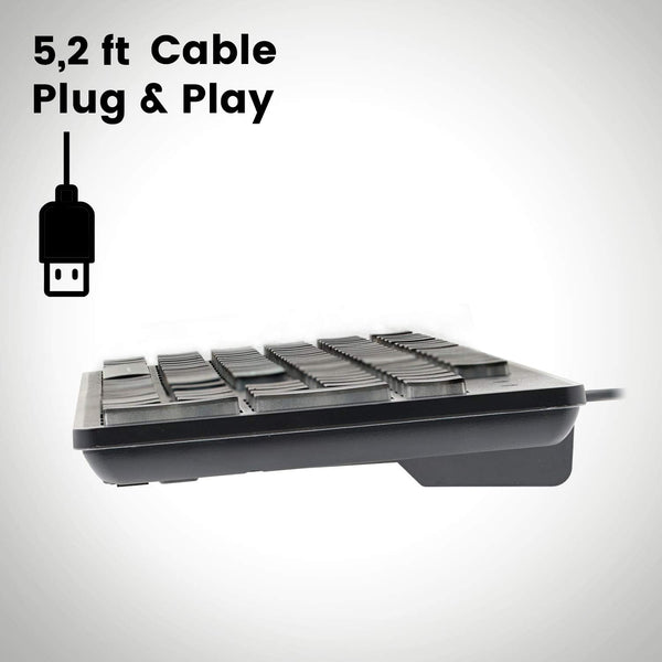 Perixx PERIBOARD-317 Wired Backlit USB Keyboard, Big Print Letter with White Illuminated LED, US English Layout,Black