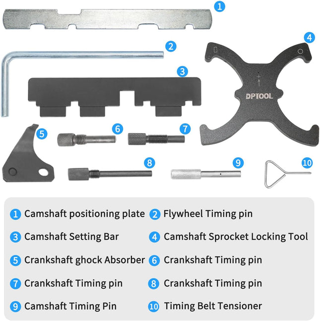 Camshaft Timing Locking Tool Kit Compatible with Ford Fusion Escape Focus Fiesta Mazada 1.25 1.4 1.6 1.7 1.8 2.0 2.3L 2.