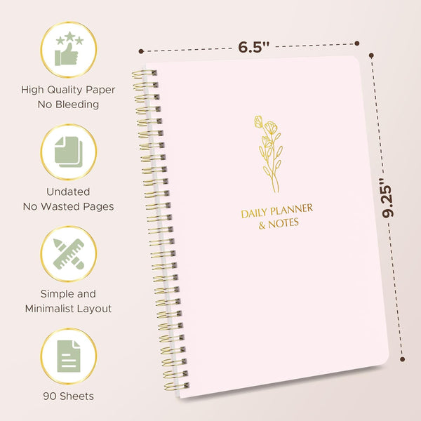 Simple Weekly Planner Undated & to Do List Notebook with Habit Tracker - 6.5X9.25" 60 Sheets Terracotta - Spiral Weekly Planner Notepad for Work