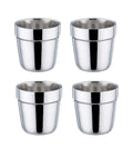 Teamfar Coffee Cup Espresso Cup Mug Set of 4, Double Wall Stainless Steel Tea Cups, Reusable & Stackable, Mirror Finish & Dishwasher Safe - 6 Ounce