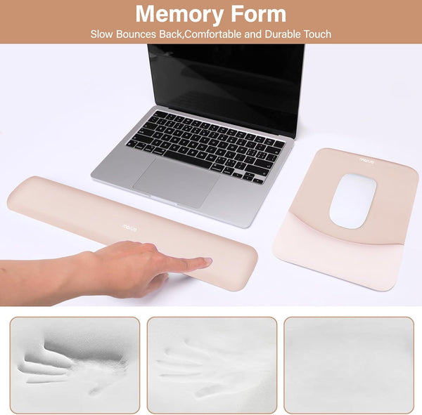 MOSISO Wrist Rest Support for Mouse Pad&Keyboard Set, Rectangular Ergonomic Mousepad Non-Slip Base Home/Office Pain Relief&Easy Typing Pad with