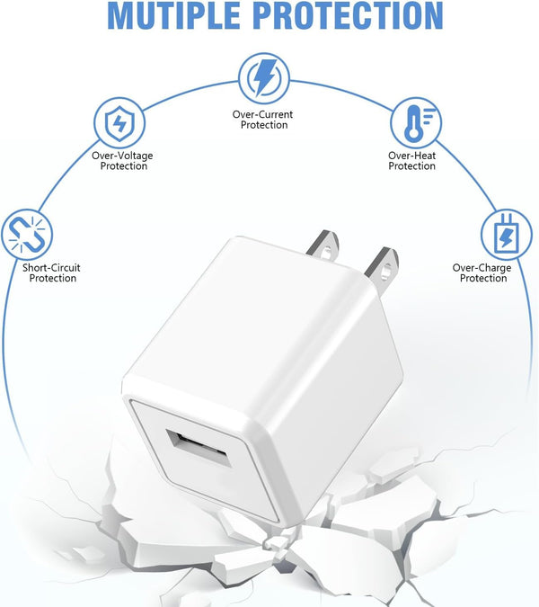 Iphone Charger,2Pack 6FT USB Wall Charger Fast Charging USB Cable Charging Cube Travel Plug Block with 6Foot Fast Cuble Lightning Cable Cord for