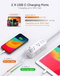 Power Strip Surge Protector, BESHON 5Ft Extension Cord, 6 Outlets with 3 USB Ports(1 USB C Outlet), 3-Side Outlet Extender, Wall Mount, Compact