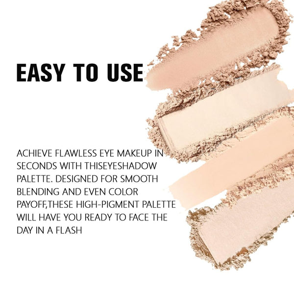 Kaely Powder Eyeshadow Quad, Vanilla Nude Beige Matte Shimmer Eyeshadow Palette Makeup, Neutral Eye Shadow Palette for Older Women Pigmented
