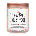Homsolver Happy Birthday Gifts for Women Unique, Vanilla Cream Scent with Sprinkles Candy Birthday Candles for Her, Handmade Aromatherapy Candle