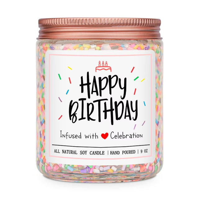 Homsolver Happy Birthday Gifts for Women Unique, Vanilla Cream Scent with Sprinkles Candy Birthday Candles for Her, Hand