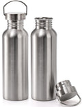 Yopay 2 Pack Stainless Steel Sports Water Bottles, 26OZ Single Walled 18/8 Stainless Steel Water Bottle with Handle, Uninsulate Metal Water Bottle