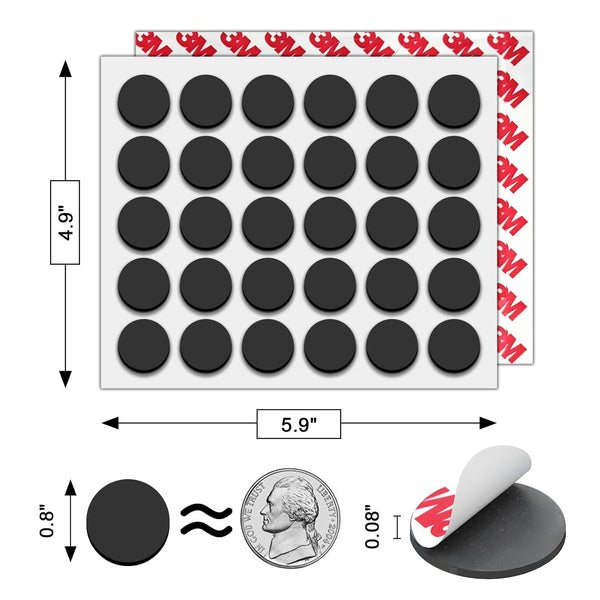 Round Magnets with Adhesive Backing, 240 Pieces Adhesive Circle Magnetic Tape (Diameter 0.8’’ x 0.08”) Anisotropy Magnets Dots for DIY Craft Art