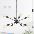 8 Lights Plug in Chandelier Sputnik Ceiling Light Fixture Black Hanging Lights with Plug in Cord 16.4ft Sputnik Chandeliers for Dining Room Living