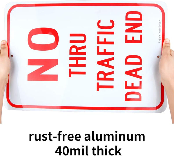 Large No Thru Traffic Sign, Dead End Sign, 18"X 12" .040 Rust Free Aluminum â Reflective, UV Protected and Weatherproof
