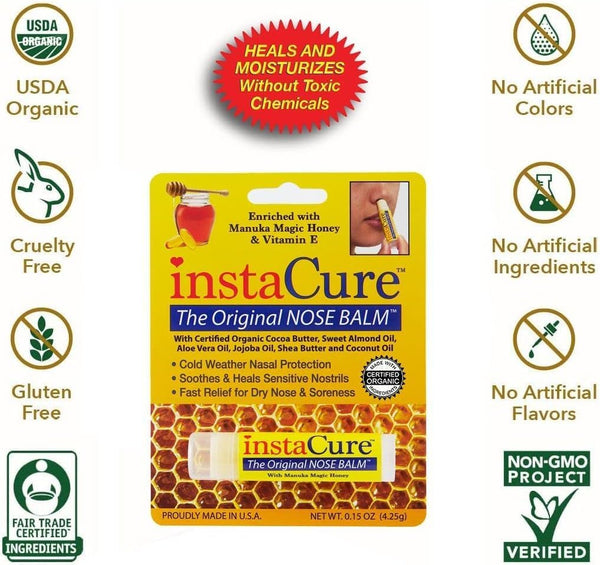 Original Nose Balm. Fast Relief for Cracked Dry & Sore Noses with Raw Manuka Honey Vitamin E Shea Butter Aloe Vera Oil. Heals DogâS Dry Cracked