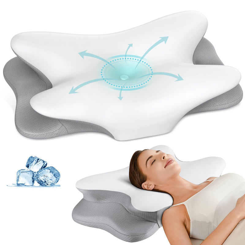 Cervical Neck Pillow for Pain Relief - Ergonomic Side Sleeper Pillow for Neck Support, Cooling Memory Foam Pillows for Sleeping, Contour Pillow
