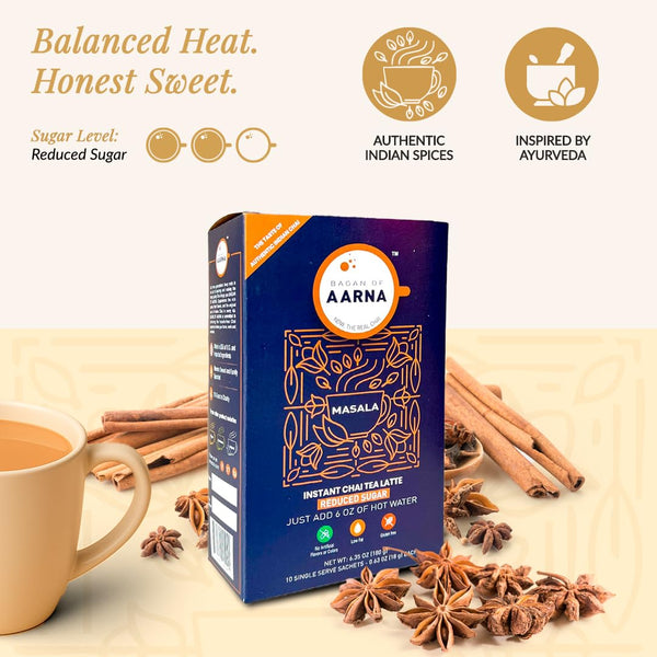 Bagan of Aarna Instant Masala Chai, Tea Powder Mix, Spiced Tea, All Natural Chai Tea, Authentic Chai Mix, Masala Spiced Chai Powder with Natural