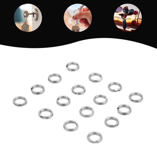 30Pcs Split Rings, 8Mm Stainless Steel Small Key Chain Mini Keychain Rings Split Open Jump Rings for Jewelry Making Metal Keyring Connectors Key