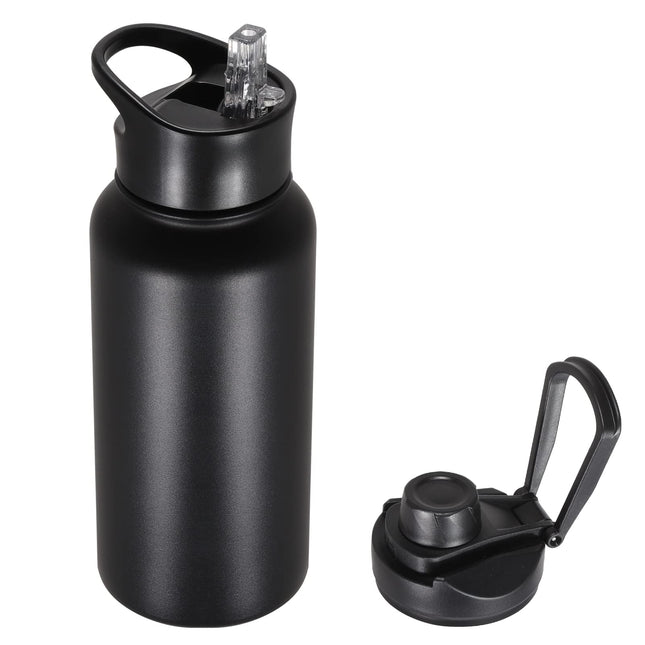 32 Oz Insulated Water Bottle with Straw Lid & Wide Mouth Lids, Stainless Steel Sports Water Bottles, Double Walled Vacuu