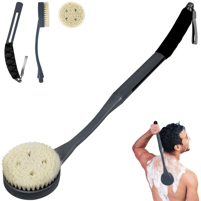 Back Brush Long Handle for Shower, 20.5â Back Bath Brush for Shower, Back Scrubber, Exfoliation and Improved Skin Heal