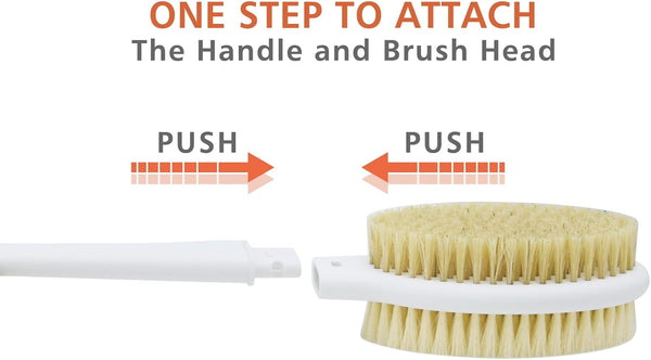 Shower Brush with Soft and Stiff Bristles,20.5" Extra Long Handle Dual-Sided Back Scrubber Bath Brush Body Exfoliator for Wet or Dry Brushing