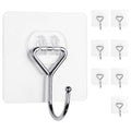 Meknow Large Adhesive Hooks Utility Hooks 8 Pack Waterproof and Rustproof Wall Hooks for Hanging Heavy Duty, Stainless Steel Robe & Towel Hanger