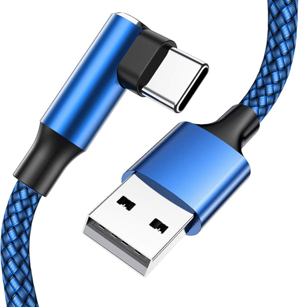 USB C Cable 90 Degree Right Angle[2Pack 10FT], USB a to Type C Nylon Braided Fast Charging Cable for Samsung Galaxy S22 Ultra/S22+/S22/S21, Note