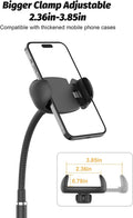 Cell Phone Stand, Adjustable Height & Angle Gooseneck Stand for Desk Flexible Arm Universal Holder, Aluminum Alloy Desktop Recording Compatible