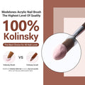 MODELONES Acrylic Nail Brush 100% Pure Kolinsky Hair Bristles Oval Crimped Shaped Sturdy Wooden Handle Acrylic Powder Nail Art Brush Professional