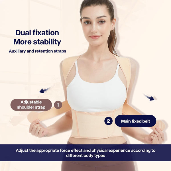 Back Brace Posture Corrector for Women and Men,Instant Posture Corrector Adjustable Back Full Support Straightene Beige