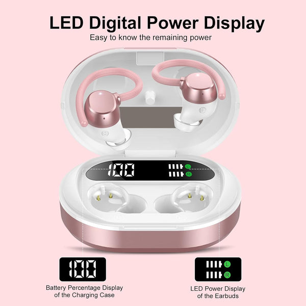 Ear Buds Wireless Earbuds, Hifi Stereo Bluetooth 5.3 Running Headphones with Dual LED Display 30Hrs Playtime, Built-In Mic, Type-C, In-Ear