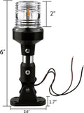 Boat Anchor Light, White LED Stern Light for Boat - 3 Nautical Mile Bimini Top - Pontoon - All round - 1224V, 6