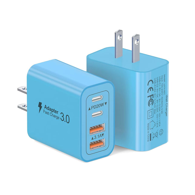 [40W/2Pack] Wall Charger, USB C Charger Block, Multi-Port PD + QC 3.0 Super Fast Charging Power Plug Adapter Brick for W
