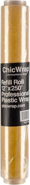 Chicwrap Plastic Wrap Refill Roll - 12 Inch X 250 Feet - Professional Grade Plastic Wrap - Disposable, BPA Free