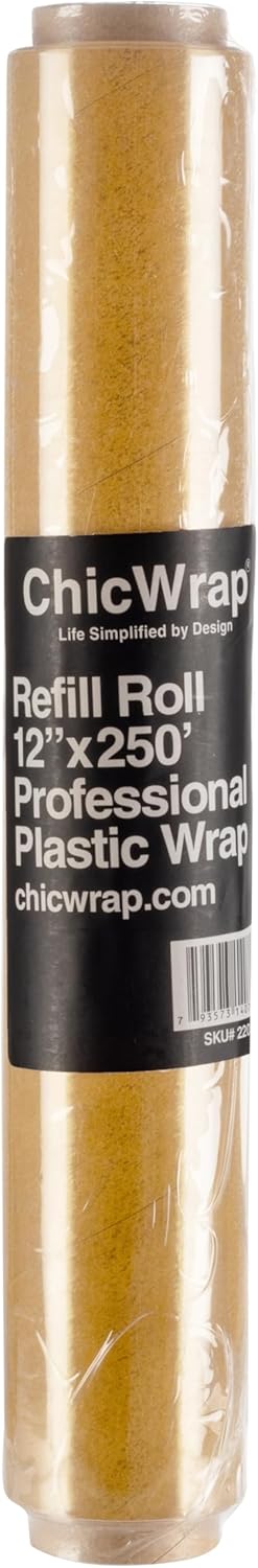 Chicwrap Plastic Wrap Refill Roll - 12 Inch X 250 Feet - Professional Grade Plastic Wrap - Disposable, BPA Free