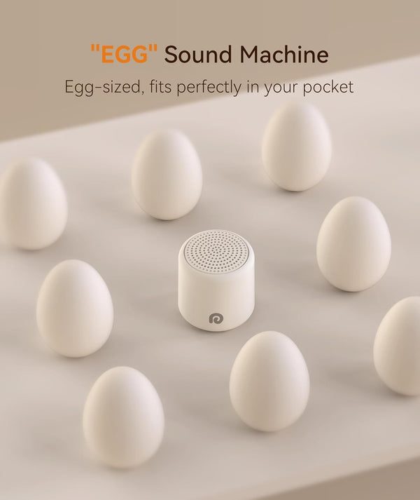 Dreamegg Portable White Noise Machine - Travel Sound Machine for Sleep, Features Powerful Battery, Egg-Sized, 16 Nature Sounds, Timer, Sound