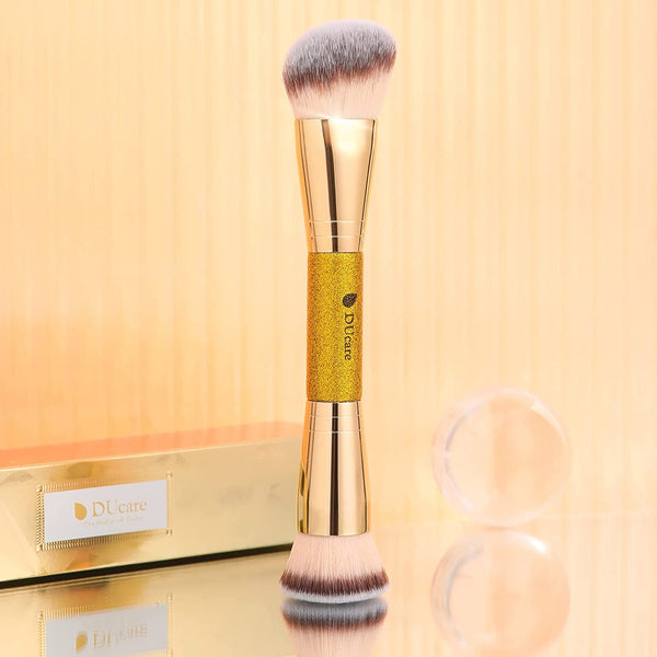 Ducare Foundation Brush Contour Bronzer Makeup Brush Double Ended Self Tanner Brush Sculpting Brush for Blending Liquid Powder Concealer Cream