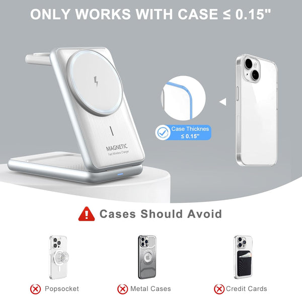3-In-1 Magnetic Wireless Charger: 2025 Travel Fast Charging Station for Iphone 16 15 14 - Apple Watch Ultra SE 9 8 - Airpods Pro 4 3 - Desk