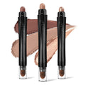 3Pcs Neutral Brown Eyeshadow Stick Set, Matte and Shimmer Creamy Eyeshadow Pencil, Shiny Pink Shadow, Waterproof Long Lasting Smoky Eye Makeup