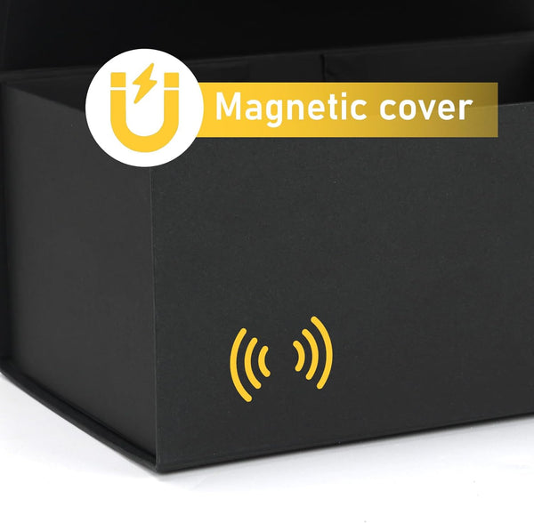 Ditwis 4 Pack 9.5X7X4 Inches Gift Boxes with Magnetic Closure Lids, Black Magnetic Box for Wedding, Groomsmen Bridesmaid Proposal, Birthdays,