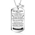 To My Son Dog Tag Necklace from Dad Best Wish to My Son Never Forget How.Love Dad Pendant Necklace,Inspirational Gifts for Son and Men Military