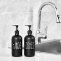 Glass Soap Dispenser Set 2 Pack,Contains Hand and Dish Soap Dispenser.Premium 16 Oz Black Kitchen Soap Dispenser Set for Kitchen Sink and