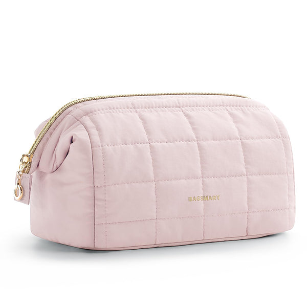 BAGSMART Makeup Bag Travel Toiletry Bag, Puffy Padded Make up Bags for Women Makeup Organizer Case, Wide-Open Pouch Purse Travel Essentials
