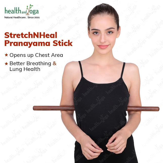 Healthandyoga™ Stretchnheal Collapsible Multi-Use Wooden Yoga Stick - Regular an