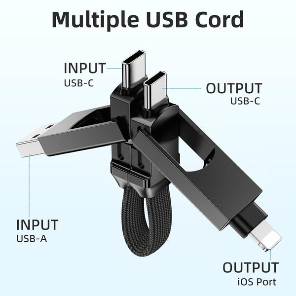 Multi Keychain Charging Cable Travel Portable Charger Cable Magnetic 4 in 1 USB C Cable Compatible with IP 15/15 Pro/ 15 Plus/ 15 Pro